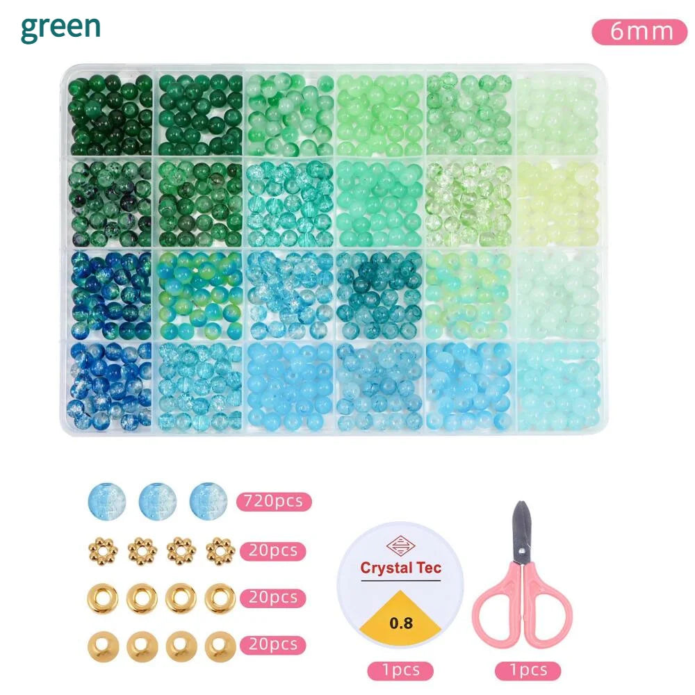DIY Bracelet Making 6mm Glass Loose Beads Full Set Jewelry Accessories Beading Supplies for Handmade Ornament Creation