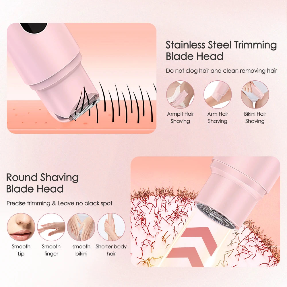 Electric Shaver for Women Waterproof Wet & Dry Hair Razors 2 in 1 Double Head Portable Bikini Hair Trimmer Detachable Head Shave