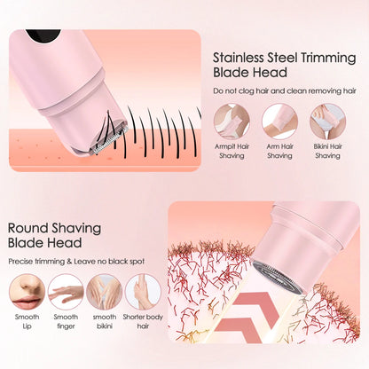 Electric Shaver for Women Waterproof Wet & Dry Hair Razors 2 in 1 Double Head Portable Bikini Hair Trimmer Detachable Head Shave