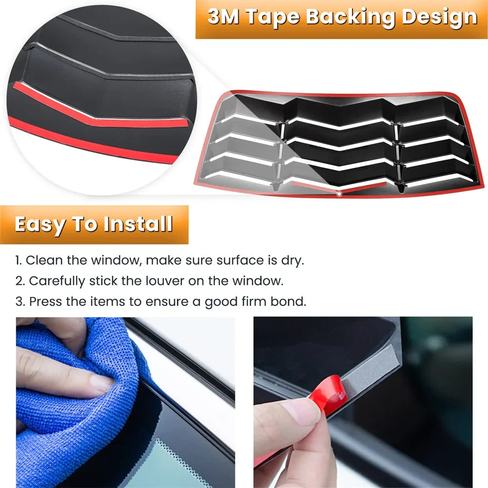 Rear+Side Window Louvers for Dodge Challenger 2008-2023 Windshield Sun Shade Cover Vent GT Lambo Style Custom ABS Matte Style