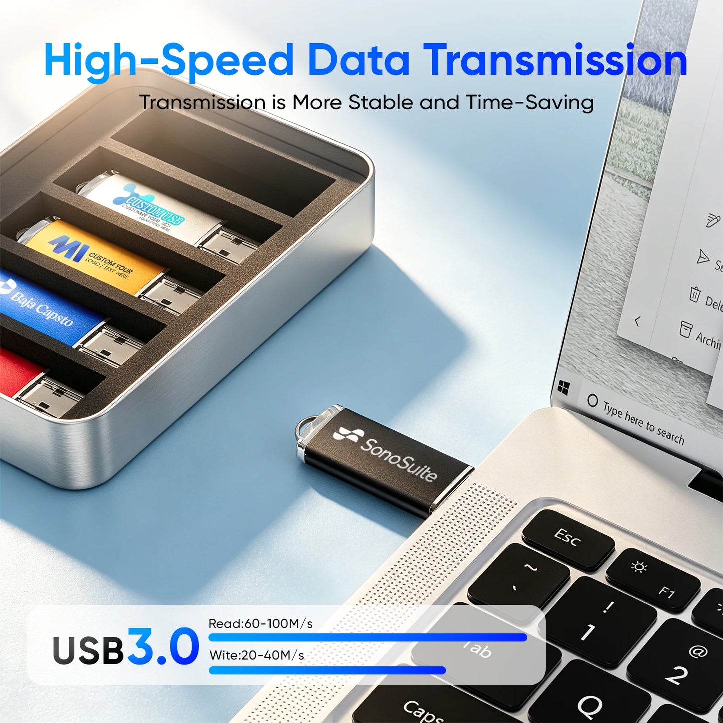5PCS 10PCS USB Flash Drive 128GB Free Custom Logo Pen Drive 64GB Wholesale Pendrive 32GB Metal Box Memory Stick Storage Device