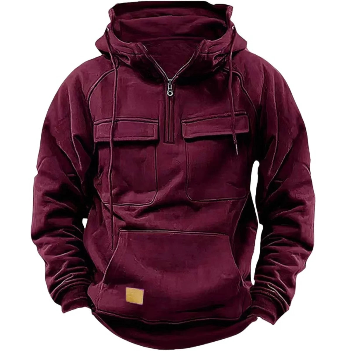 Men's Casual Sports Hooded Sweatshirt New Style Outdoor Thick Fashionable Loose Long-Sleeved Pullover with Multiple Pockets