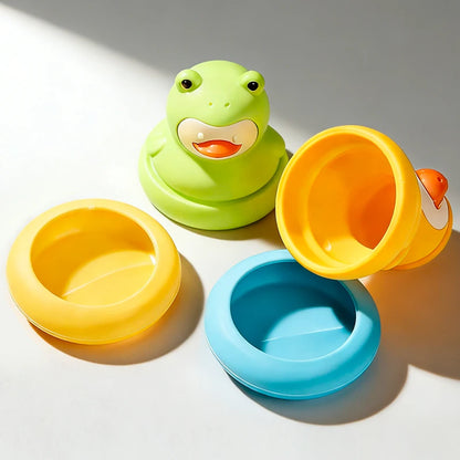 BPA Free Baby Silicone Bath Toys Cute Duckling&Frog Shape Floating Water Toy for Infants Toddlers Fun Bathroom Toys Babies Gifts