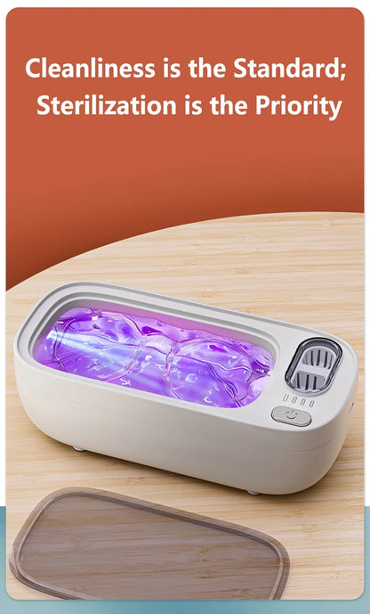 Lenovo Ultrasonic Cleaner Portable Household Dual-Tank Mini Sonic Cleaning Machine for Eyeglasses Dentures, Retainer, Jewelry