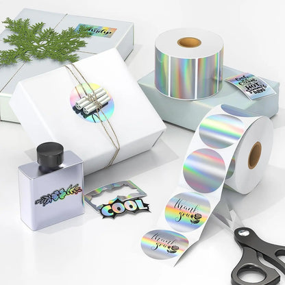 Munbyn/Nelko Holographic Laser Silver Sticker DIY Seal Labels for Card Festival Crafts Party Decorations for 241BT 246S D520