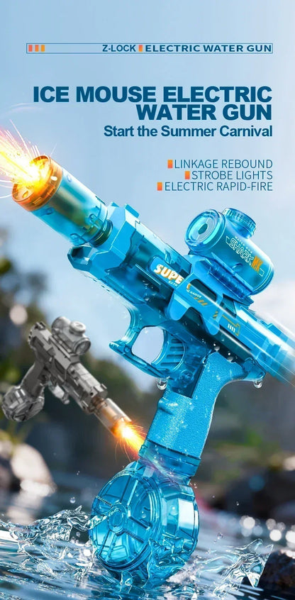 Children Electric Water Gun Simulated Firing Automatic Water Blasters with Led Light Summer Outdoor Beach Pool Shooting Game Toy