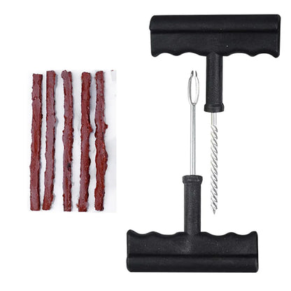 Universal Car Bike Motorcycle Tire Repair Kit - Pro Tubeless Puncture Fix Set w/Studding Tool & Strips Glue Free All Vehicles