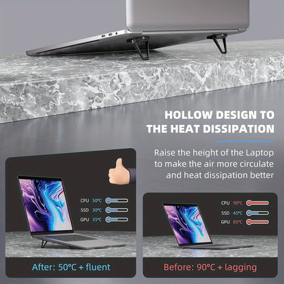 Portable Invisible Laptop Stand, Mini Aluminum Cooling Pad,Computer Keyboard Mount Kickstand, Ergonomic Lightweight Laptop Stand