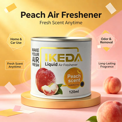 IKEDA Liquid Air Freshener Peach Scent, Odor Eliminator Deodorizer, Long-Lasting Freshness, Europe Style 120ml Bottle