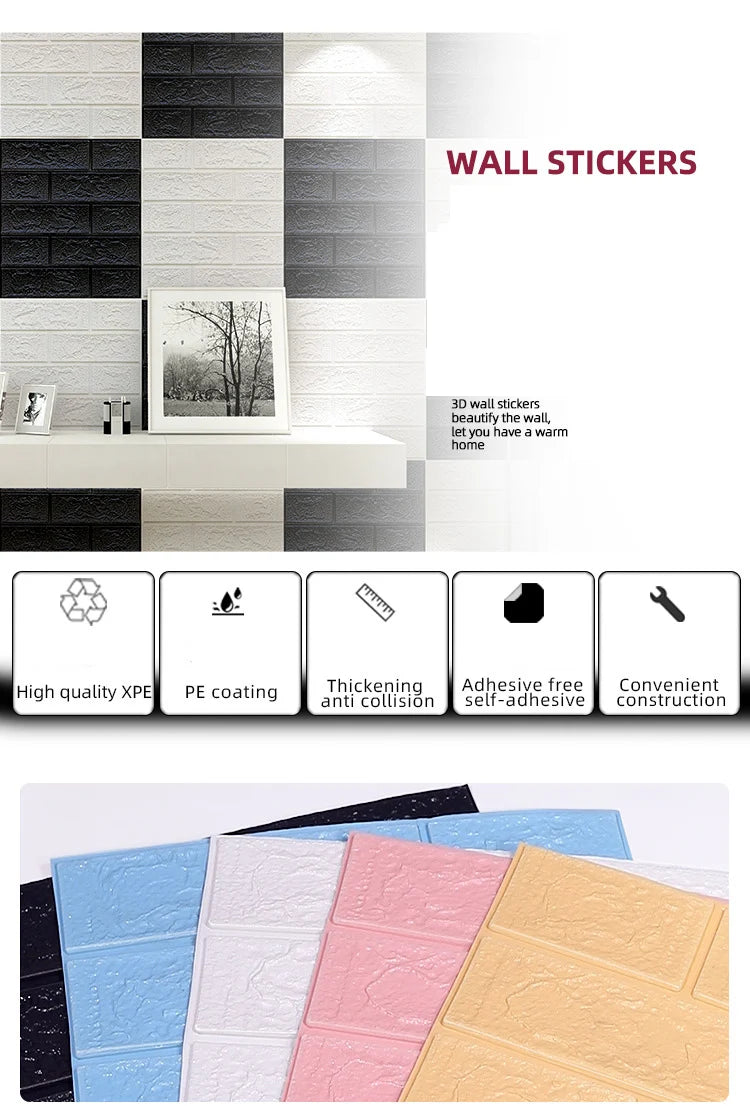 Black Brick Pattern Wallpaper Thick Waterproof and Moisture-Proof Living Room Bedroom Decorative Sticker Self-Adhesive