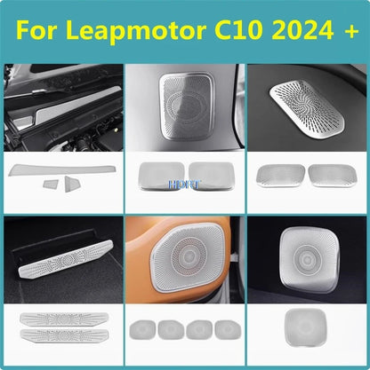 Car Styling Instrument Outlet Horn Hood Air Intake Mask Audio Trim For Leapmotor C10 2024 + Rear Trunk Speaker Cover Accessories