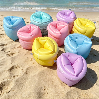 2pc New Macaron Color Inflatable Arm Float Bands For All Age Swimming Arm Rings，PVC Water Floating Sleeves, Summer Swimming Trai