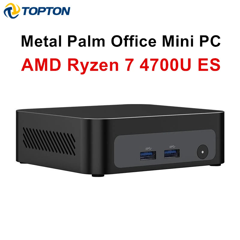 Topton Palm Gaming Mini PC AMD Ryzen 7 4700U ES 3 5300U ES 2*DDR4 2*M.2 Slots Portable Office Desktop PC Windows 11 MiniPC WiFi6