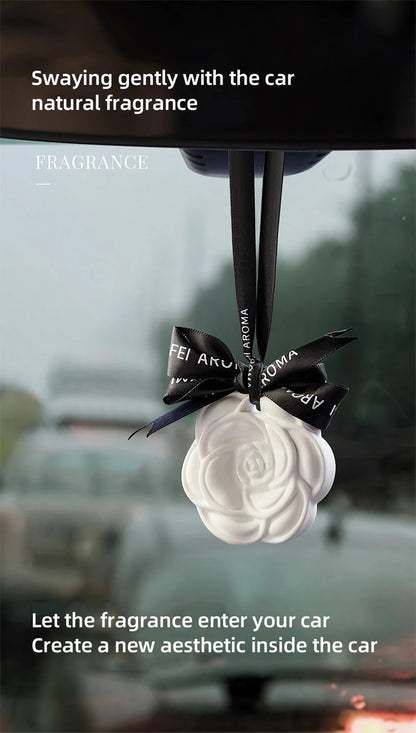 Car Hanging Air Freshener Beautiful White Flower Perfume for Car Styling Aroma Fresh Air Purifier Interior Decorations Ornament