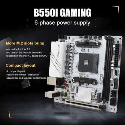JGINYUE AMD B550 AM4 mini ITX Motherboard supports Ryzen R5 4000/5000 series processors DDR4 RAM PCI-E 4.0 B550i GAMING