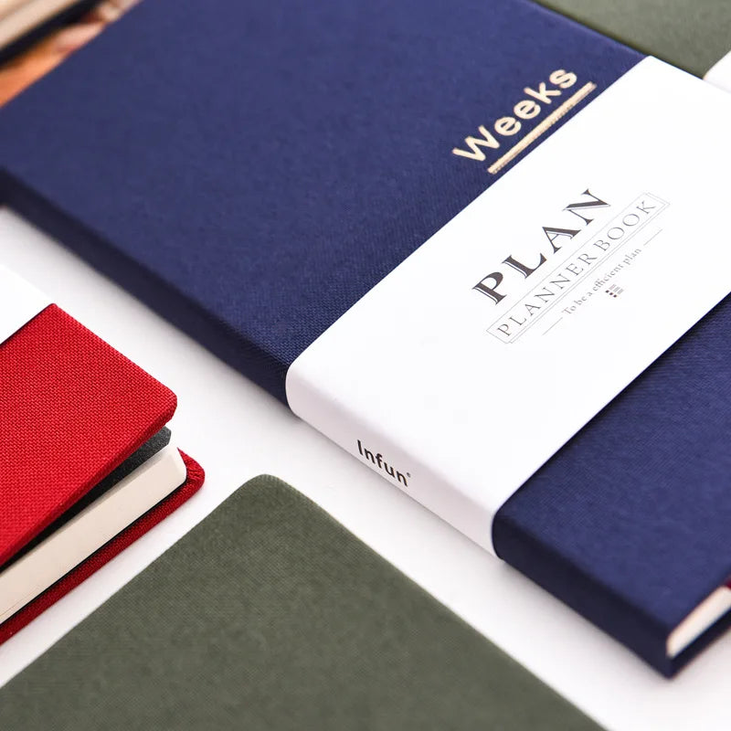 Undated Weekly Fabric A6 Journal - Portable Pocket-Sized Planner for Notes, Goals & Daily Flow Linen Weeks Planning System