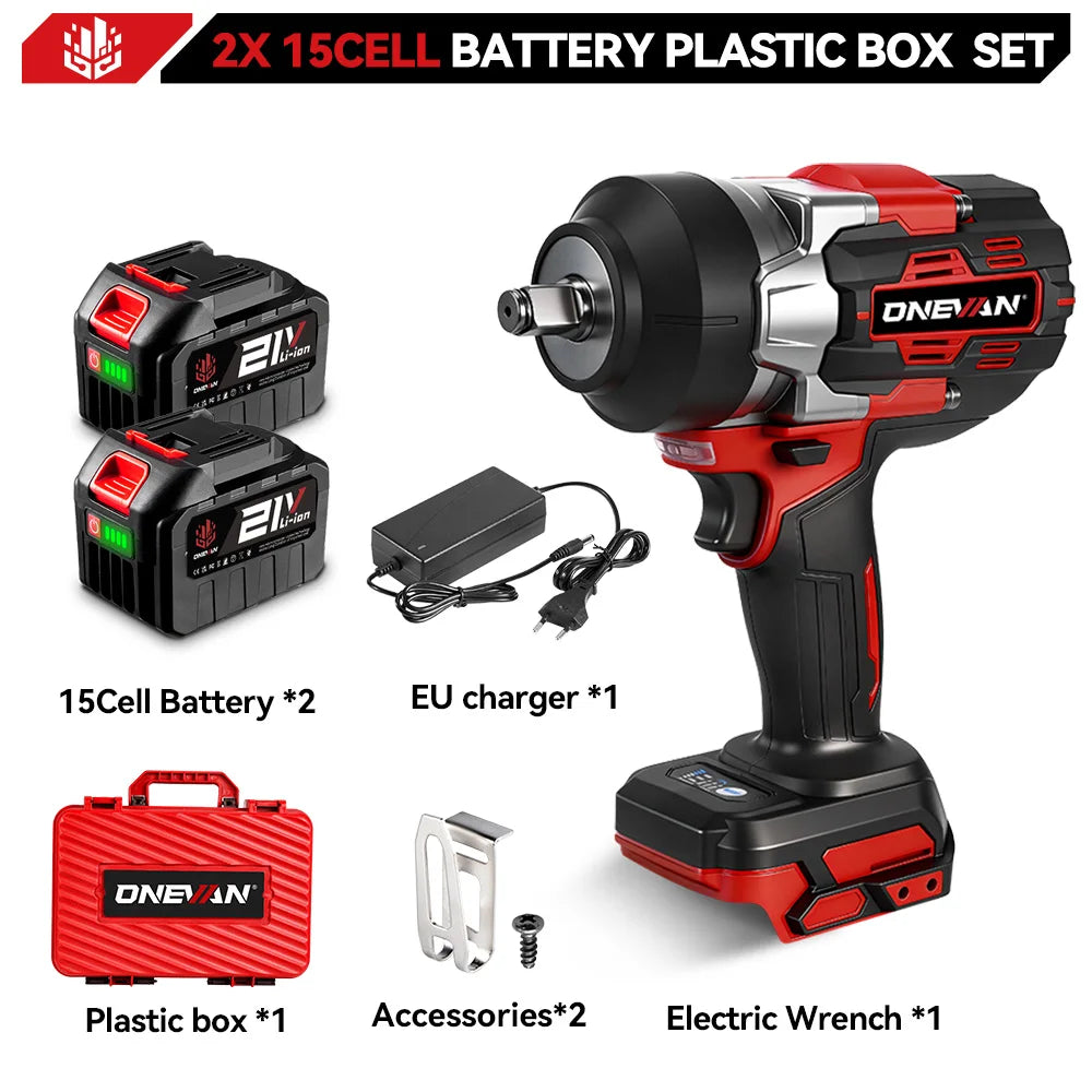 ONEVAN 2800N.M 2800W Brushless Electric Impact Wrench 1/2 Inch Cordless Wrench Screwdriver Power Tool For Makita 18V Battery Pin