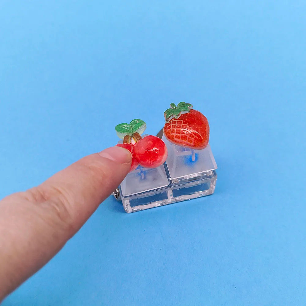 Keycap Keychain Mobile Phone Pendant Fruit Kawaii Keyring Fingertip Decompression Novelty Pop Fidget Toy Valentine Holiday Gift