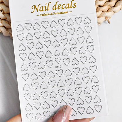 3D Metal Silver Flame Nails Stickers Gold Bronzing Stripe Lines Sliders Design Manicure French Nail Art Decoration Decal #Y2K