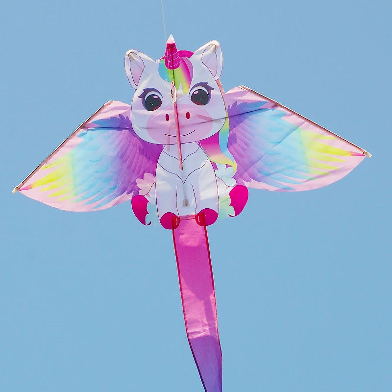 Yongjian Pink Unicorn Kite, a small kite ideal for beginners, easy to fly, comes with a 50-meter kite line