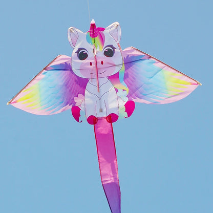 Yongjian Pink Unicorn Kite, a small kite ideal for beginners, easy to fly, comes with a 50-meter kite line