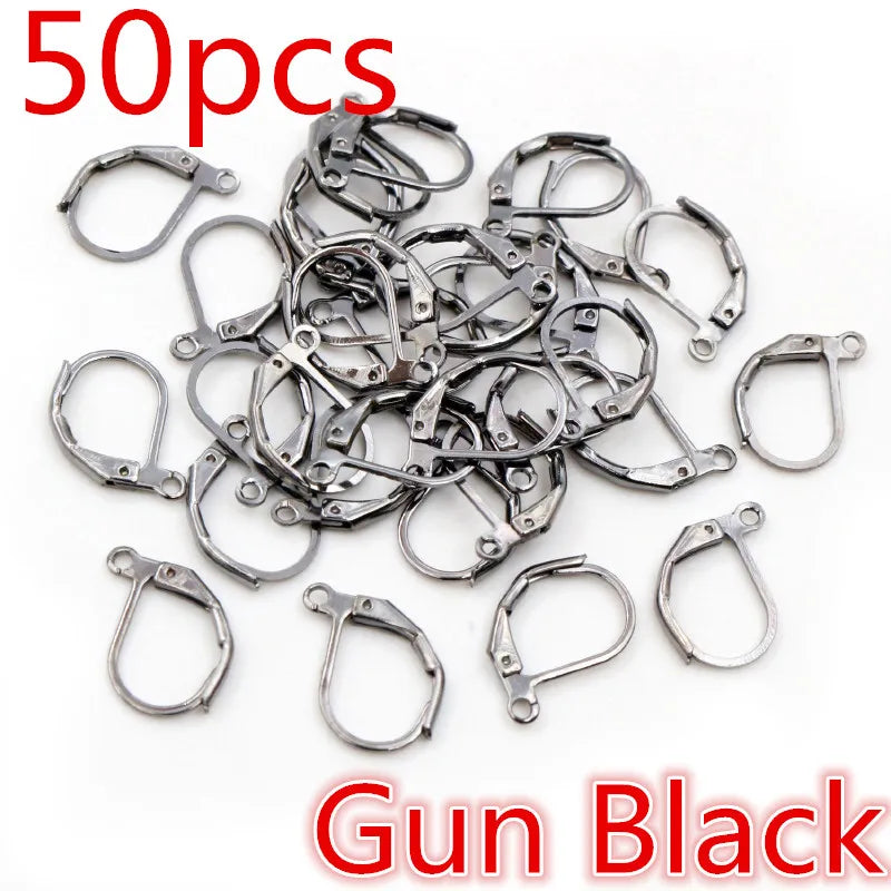 30-50pcs/lot Gold Silver French Lever Earring Hooks Wire Settings Base Hoops Earrings For DIY Jewelry Making Supplies Wholesale