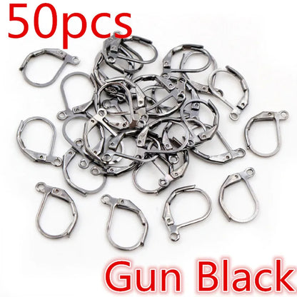 30-50pcs/lot Gold Silver French Lever Earring Hooks Wire Settings Base Hoops Earrings For DIY Jewelry Making Supplies Wholesale