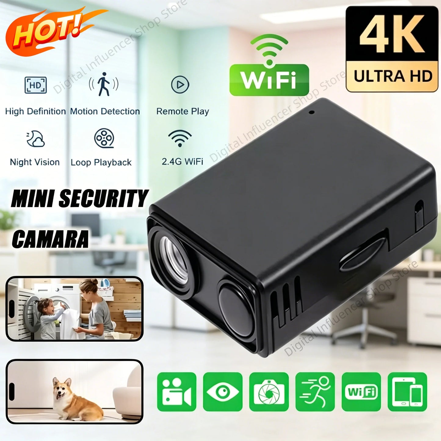 New 4K WiFi Wireless Security Camera Indoor Surveillance Monitor Motion Detection Remote View Home Security Protection Camcorder