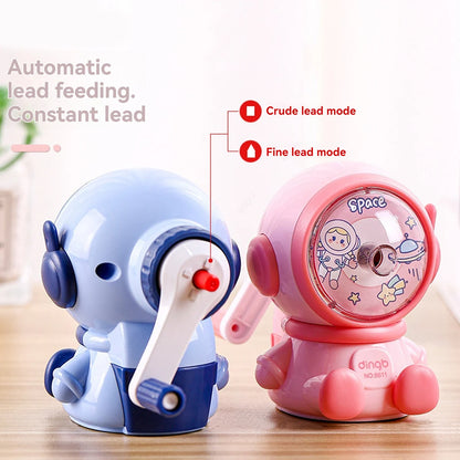 1pc Astronaut Cartoon Pencil Sharpener Students Pencil SharpenerHand Crank Manual Sharpener Cartoon Pencil Cutter For School