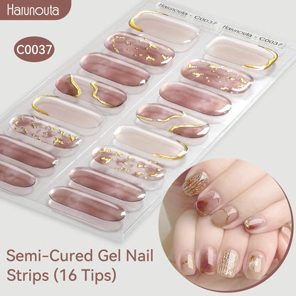 Gradient Auroras Semi Cured Gel Nail Strips Sparkly Shinning DIY Gel Polish Stickers for Nails Works with UV/LED Nail Lamps