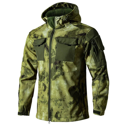 New Shark Shell Beetle Suit Winter Camo Fleece Lined Thickened Softshell Jacket Pants Set Plus Size Windproof Thermal Outdoor Ge