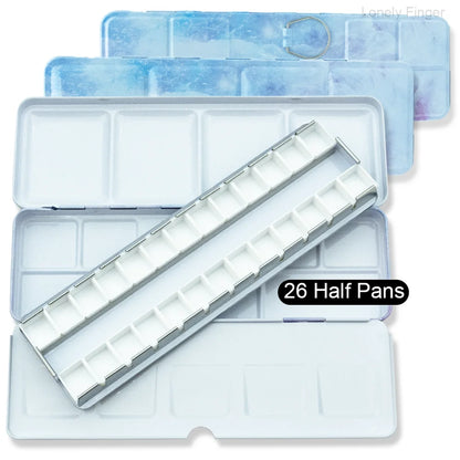 Empty Metal Watercolor Tin Palette Box With 14/26/52pcs Detachable Empty Watercolor Half Pans For DIY Travel Watercolor Palette