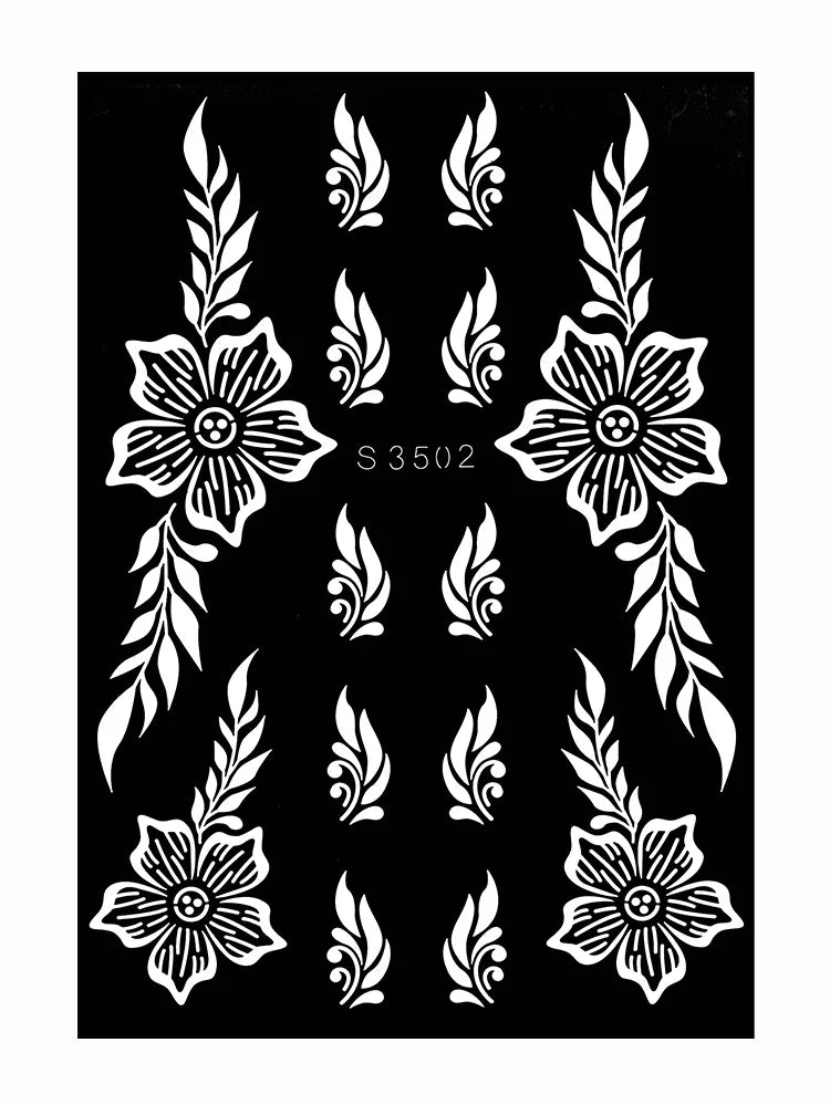 Flower Tattoo Stencil Reusable Henna Template for Hand and Body Henna Tattoo Design for Wedding Festival Party Tattoo Tools