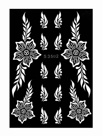 Flower Tattoo Stencil Reusable Henna Template for Hand and Body Henna Tattoo Design for Wedding Festival Party Tattoo Tools