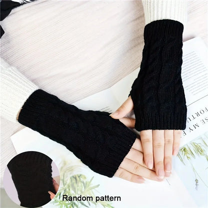 Comfortable Winter Gloves for Women - White Semi-Finger Gloves with Elastic No-Finger Design for Warmth, Stretchy and Comfortable