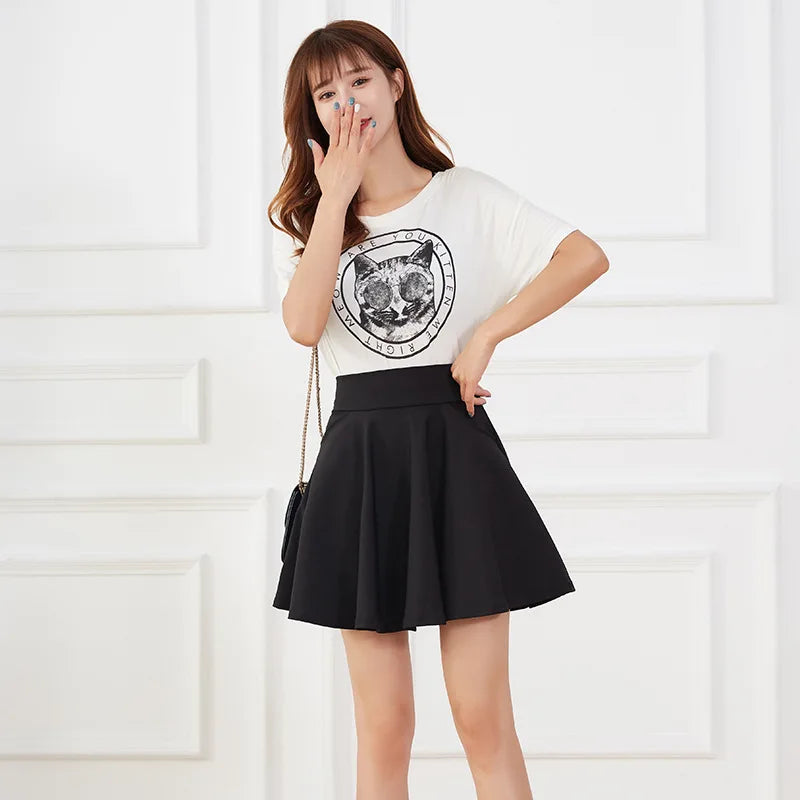 New Black Pocket Shorts Skirt Women's Basic Safety Pants Skirts School Flared Casual Mini Skater Medium Pleated Plus Size 4XL