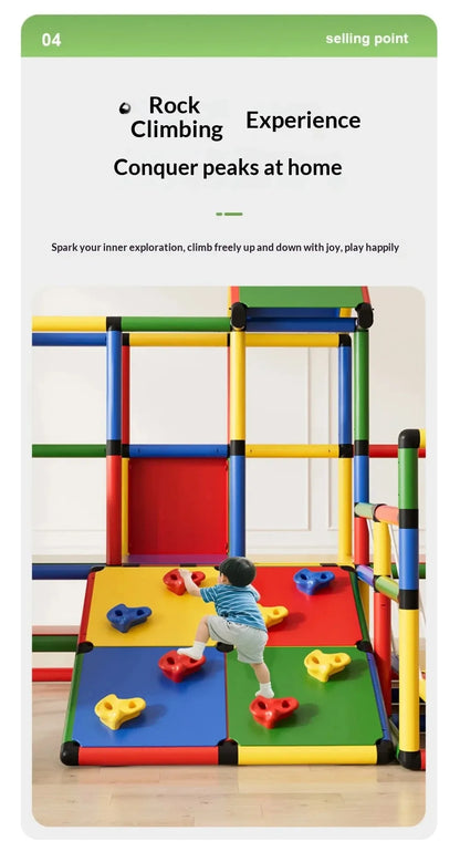 Kids Indoor Climbing Frame With Slide For Sensory Training And Intellectual Development Play Equipment