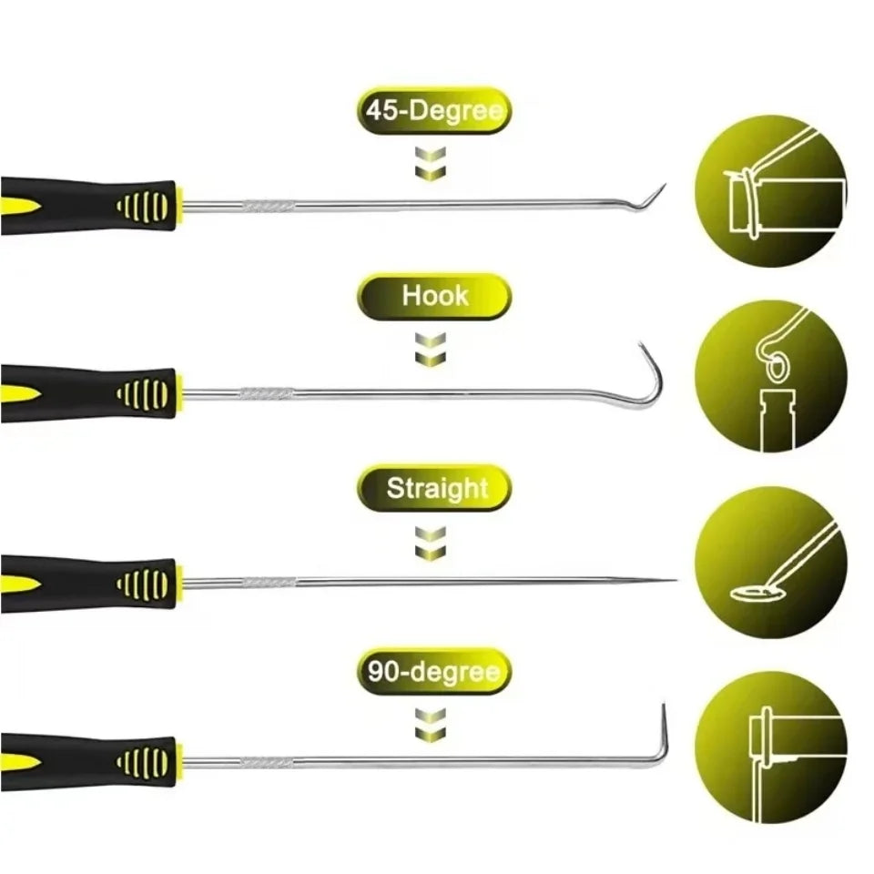4pcs Pick and Hook Set Car Auto Oil Seal/O-Ring Seal Gasket Pick Hook Puller Auto Maintenance Tools Remover Tire Stone Cleaning