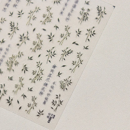 Gold Leaf White Flower Bouquet Floral Petal Tulip Bloom Charming Retro Metal Self Adhesive 5D Nail Art Sticker Manicure Decals