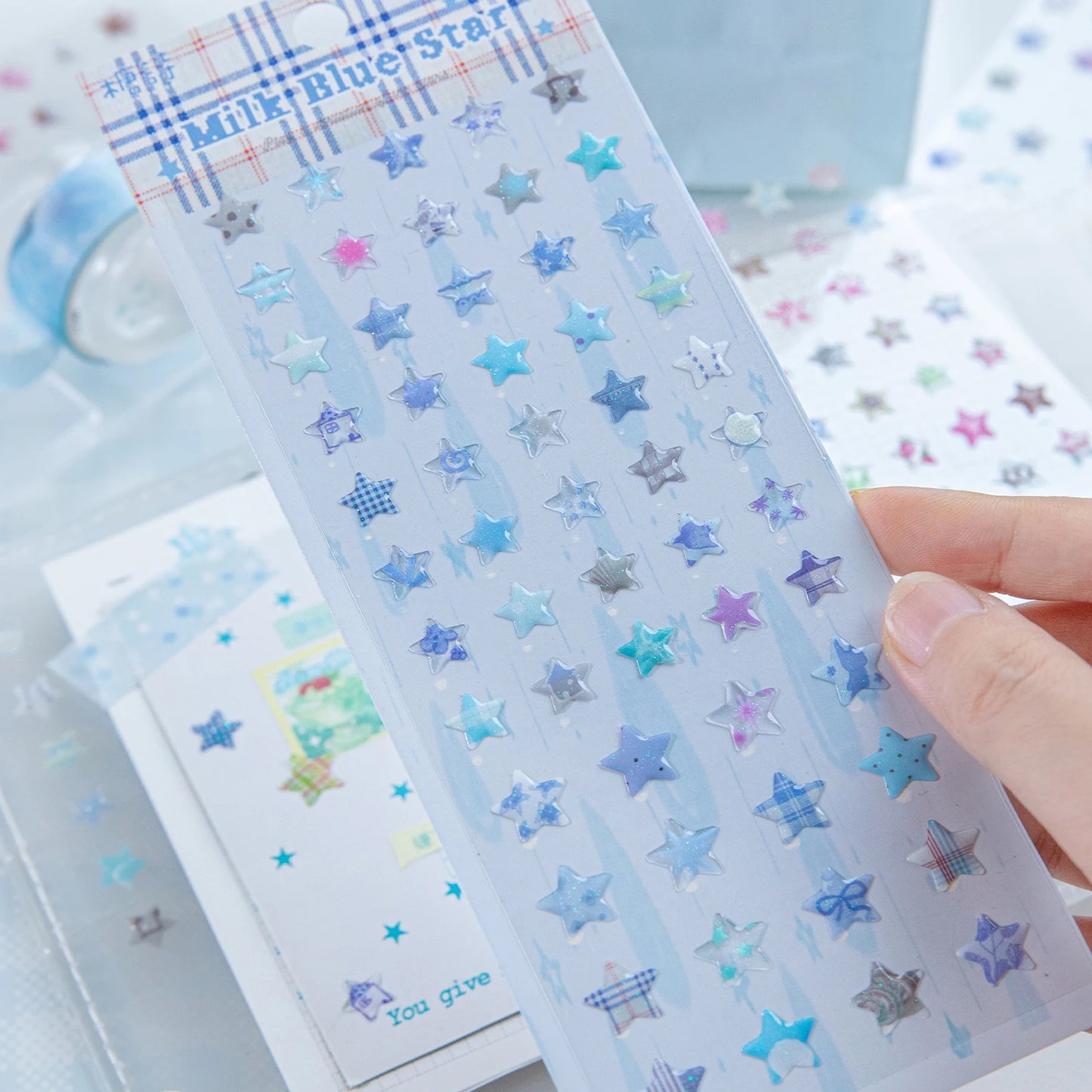 4 Designs Candy Star Series Lovely Five Point Star Theme Resin Stickers for Scrapbooking DIY Frame Collage Decoration