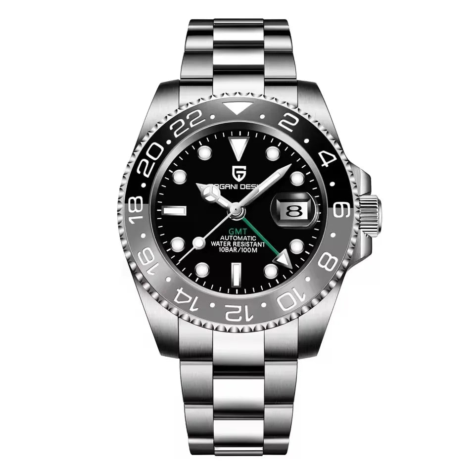 PAGANI DESIGN 2026 40MM Luxury Men GMT Automatic Machinery Watch Ceramic Bezel Jubilee Strap Sapphire Waterproof Watches for men