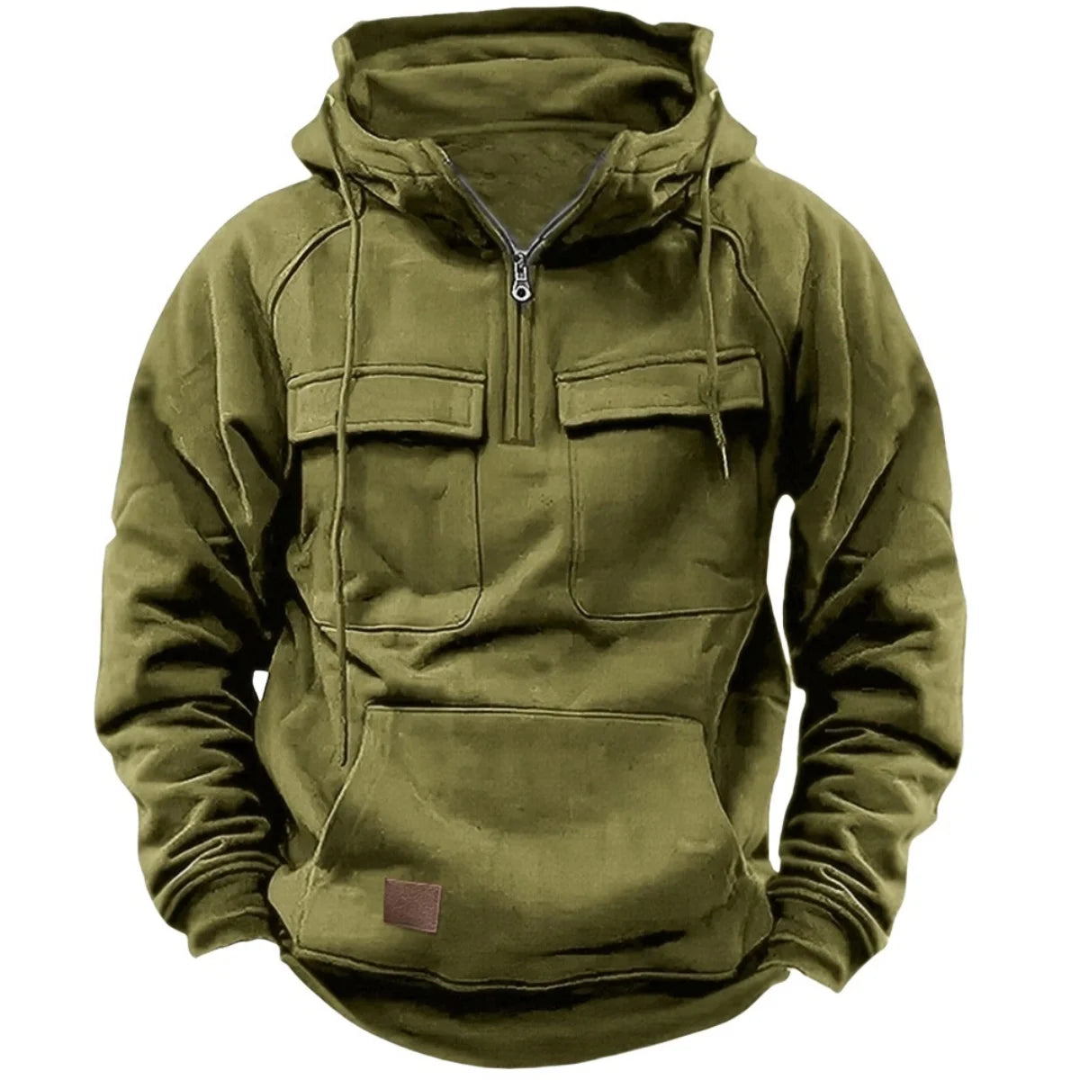 Men's Casual Sports Hooded Sweatshirt New Style Outdoor Thick Fashionable Loose Long-Sleeved Pullover with Multiple Pockets