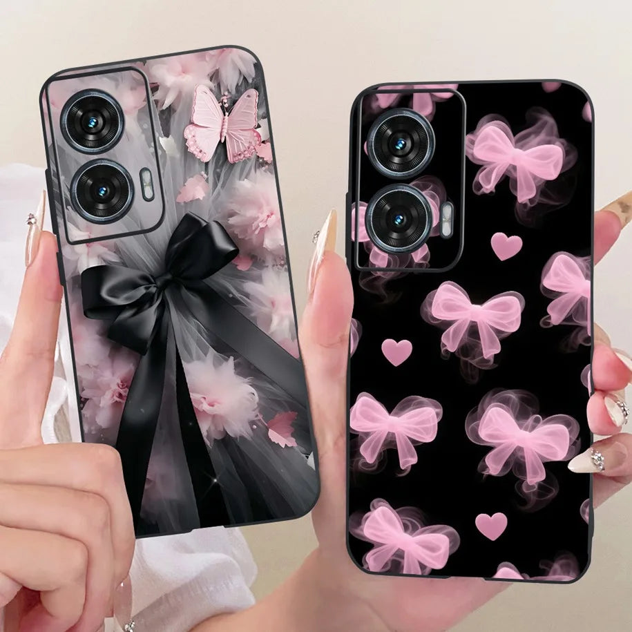 Case For Motorola Edge 50 Fusion Cover XT2429-1 Popular Flower Soft Black Silicone Phone Cases For Motorola G96 5G MotoG96 Funda