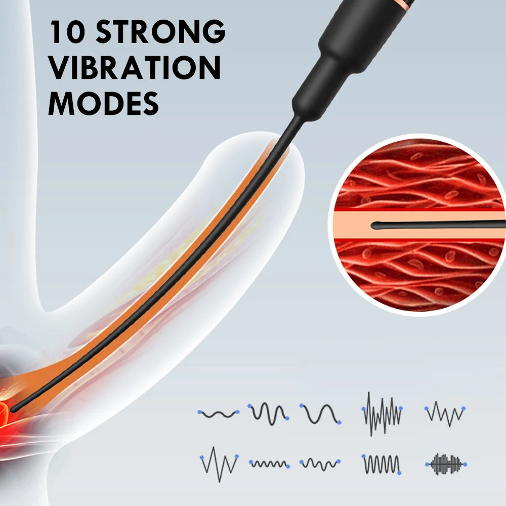 10 Frequency Urethral Vibrator Catheter Penis Plug Sex Toy for Men Vibrating Urethral Plug Penis Insertion Urethra Sound Dilator