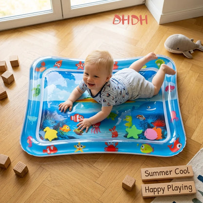 Baby Inflatable Water Play Mat Tummy Time Activity Pad Summer Water Play Mat PVC Early Learning Crawling Exercise Mat for Baby