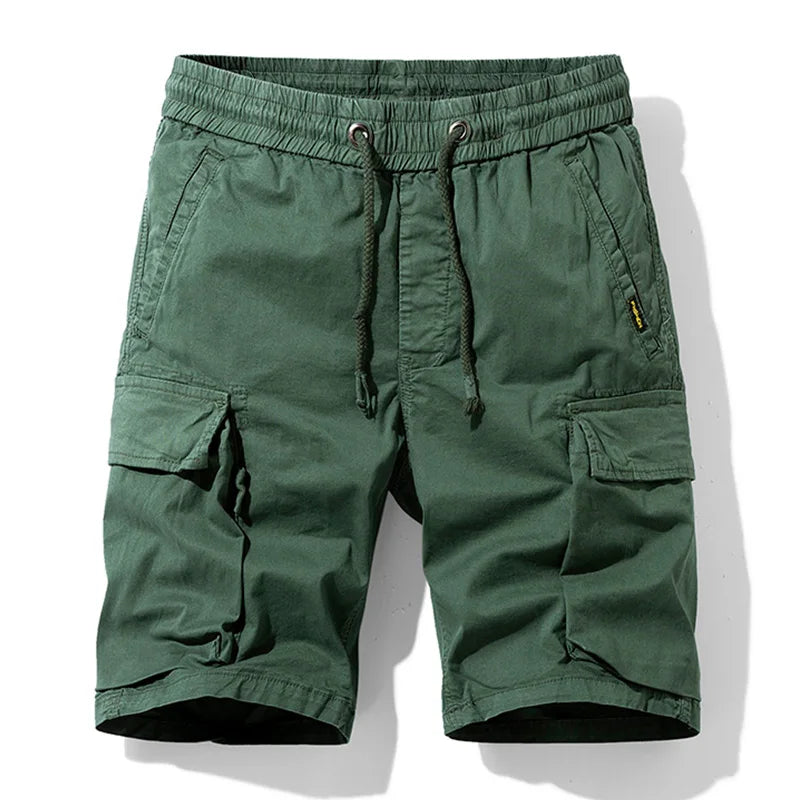 Men Summer New Multi Pockets Cotton Cargo Shorts Men Fashion Solid Quick Dry Joggers Shorts Pants Outdoor Breathable Shorts Male