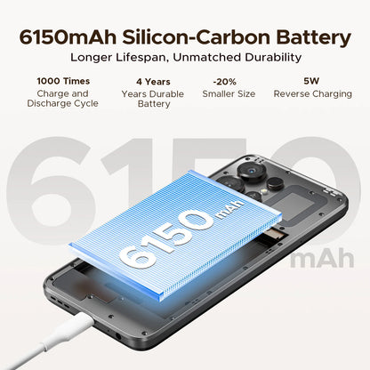 DOOGEE Note56 X Android 16 Smartphone 24GB 64GB 6.56" HD+ Screen 6150mAh Large Battery 8MP+5MP Face Unlock CellPhone