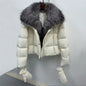 Women's winter jacket New detachable fox fur collar down coats for winter 2025 white duck down filled warm thick coat outerwears