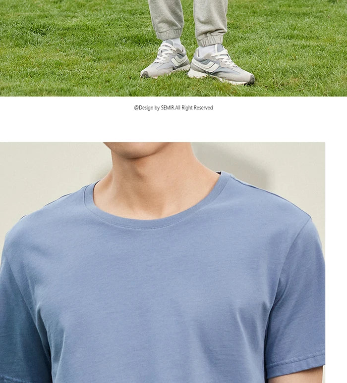 Semir Short Sleeve Men T-Shirt Cotton 2026 Summer New Man Clothing Thin And Versatile T Shirt Couples Solid Color Tops