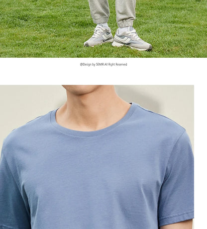 Semir Short Sleeve Men T-Shirt Cotton 2026 Summer New Man Clothing Thin And Versatile T Shirt Couples Solid Color Tops